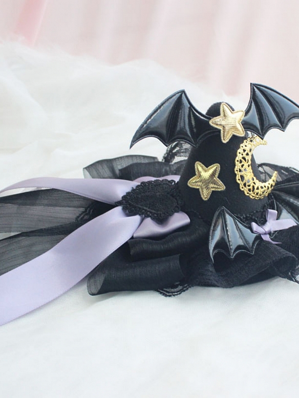 Evahair 2021 Halloween Black and Grayish Purple Mixed Color Devil Wings Hat
