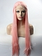 Peach Pink Long Straight Synthetic Lace Front Wig 