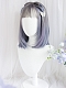Evahair 2021 New Style Blue and Grayish Purple Medium Straight Synthetic Wig with Bangs