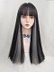 Evahair 2021 New Style Black and Grey Mixed Color Long Straight Synthetic Wig with Bangs