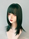 Evahair 2021 New Style Green Shoulder Length Straight Synthetic Wig with Bangs