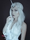 Gorgeous White Long Wavy Synthetic Lace Front Wig