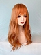 Evahair 2021 New Style Light Orange Medium Wavy Synthetic Wig with Bangs
