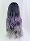 Evahair 2021 New Style Purple to Grey Ombre Color Long Wavy Synthetic Wig with Bangs and Black Roots