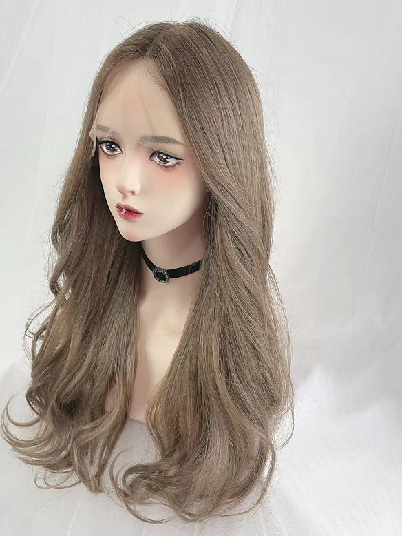 Evahair Fashion lolita Style Brown Long wavy Synthetic Wig