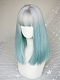 Evahair Silver to Bluish-Green Ombre Medium Straight Synthetic Wig with Bangs