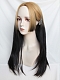 Evahair 2021 New Style Blonde to Black Ombre Long Straight Synthetic Wig with Hime Cut