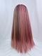 Evahair 2021 New Style Pink Mixed Long Straight Synthetic Wig with Bangs