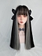 Evahair Black and Grey Mixed Color Long Straight Synthetic Wig with Bangs