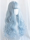 Evahair 2021 New Style Pastel Blue Long Wavy Synthetic Wig with Bangs