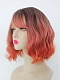 Pinky Orange Wavy Bob Synthetic Wig with Wispy Fringes