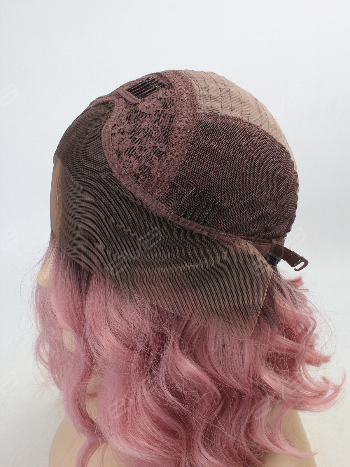 Pink Wavy Lob Synthetic Lace Front Wig