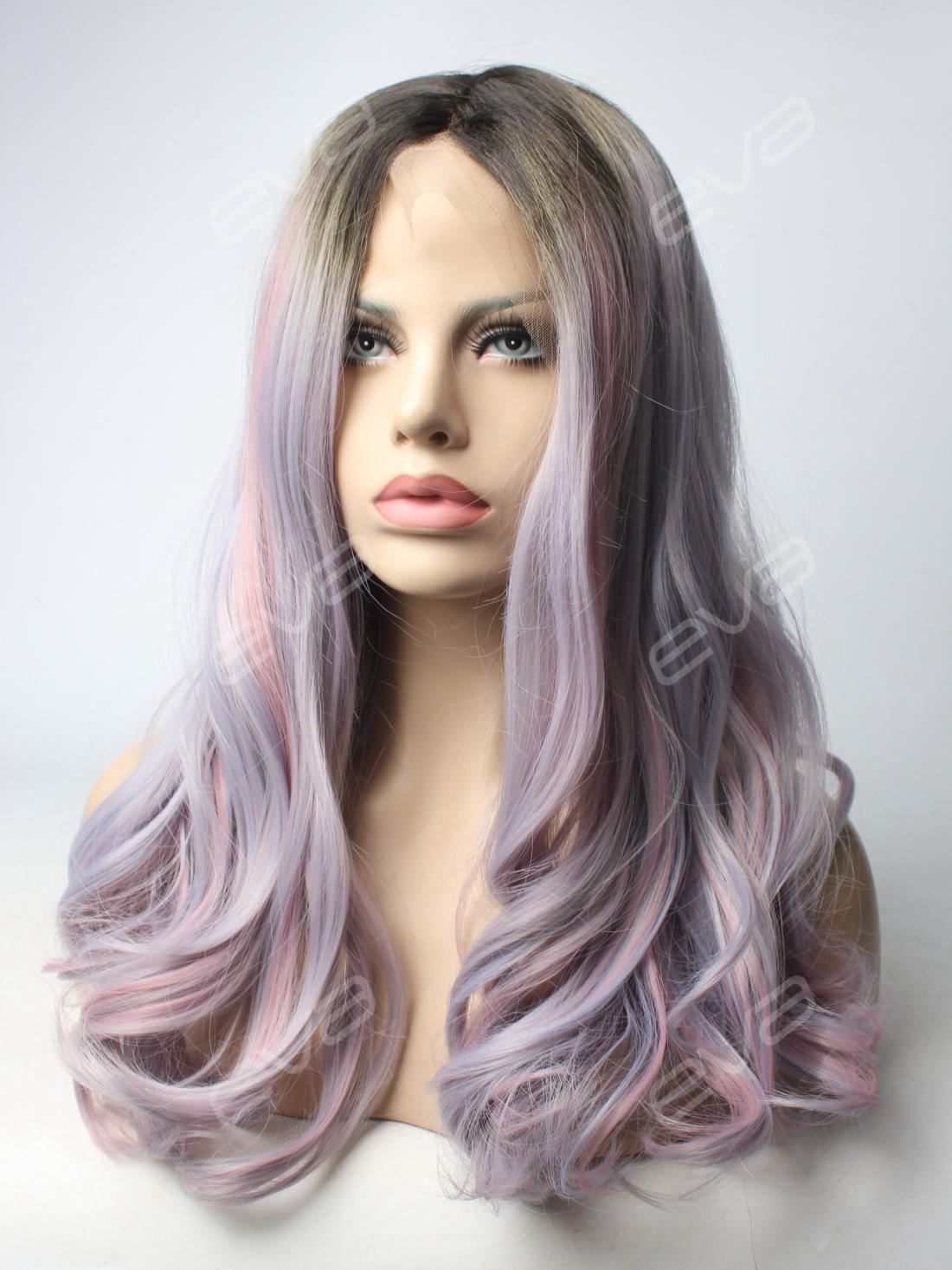 Unicorn Lavender Purple Mixed Pink Synthetic Lace Front ...