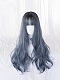 Evahair Trendy Grayish Blue Long Wavy Synthetic Wig with Bangs