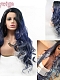 European and American style front lace long curl gradient color wig