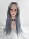 Evahair 2021 New Style Grey and Blue Mixed Color Long Straight Synthetic Wig with Side Bangs