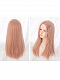 Evahair Cute Rose Pink Long Straight Synthetic Wig with Bangs