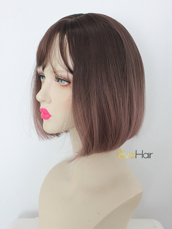 Pink Mix Purple Straight Bob Synthetic Chin Length Wig