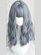 Evahair 2021 New Style Grayish Blue Medium Wavy Synthetic Wig with Bangs