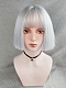 Evahair Silver Chin Length Straight Synthetic Wig with Bangs