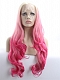 FLAMINGO PINK LONG WAVY SYNTHETIC LACE FRONT WIG