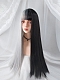 Evahair Half Black and Half White Long Straight Synthetic Wig with Bangs