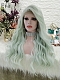 Evahair Green Mixed Color Long Wavy Synthetic Lace Front Wig