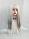 Evahair Cute Black and Blonde Mixed Color Long Straight Synthetic Wig with Bangs