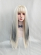 Evahair Cute Black and Blonde Mixed Color Long Straight Synthetic Wig with Bangs