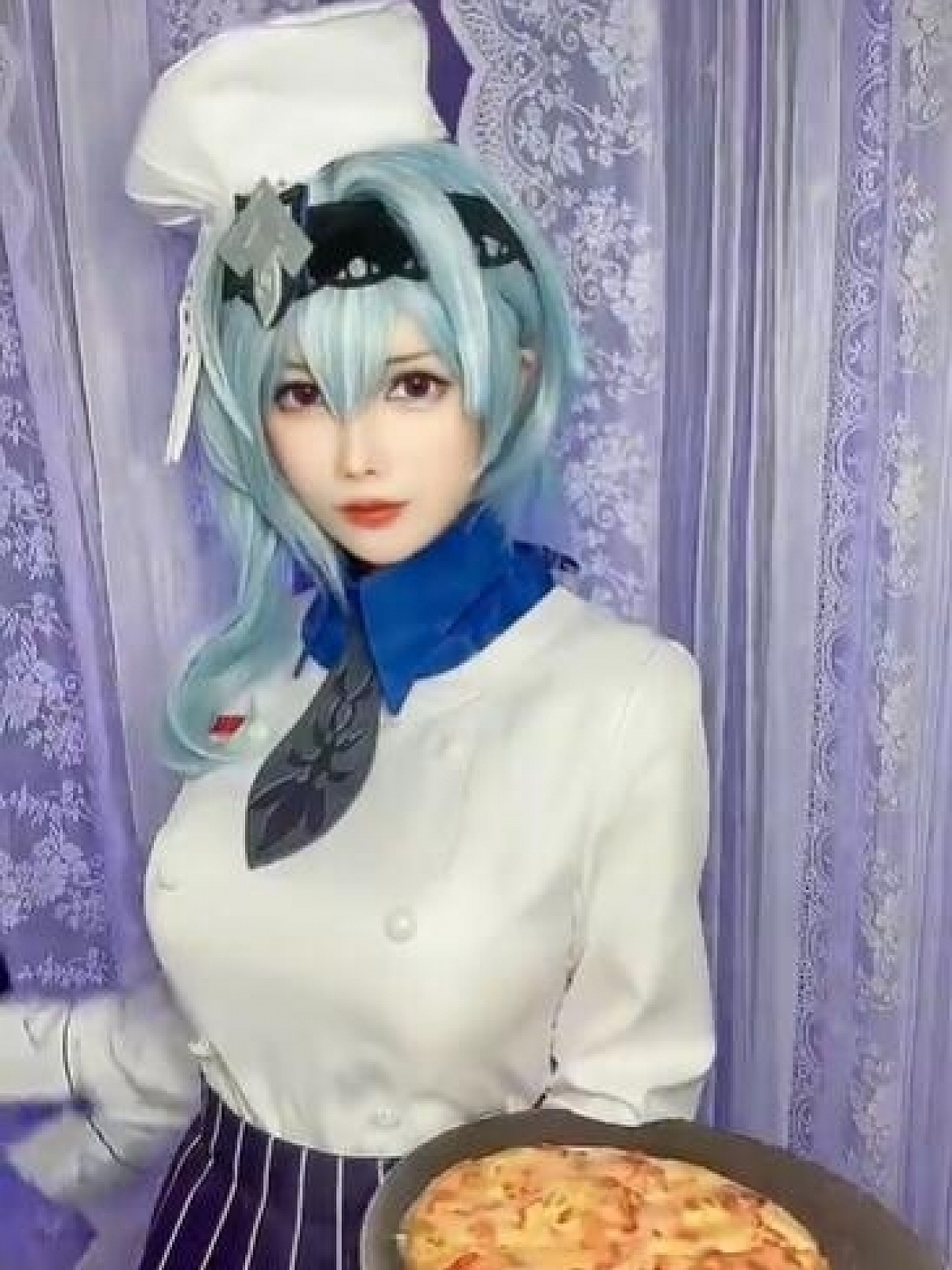 Evahair Genshin X Pizza hut Eula waitress style cosplay costume