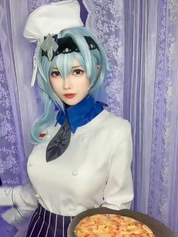 Evahair Genshin X Pizza hut Eula waitress style cosplay costume