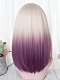 Evahair 2021 New Style Blonde to Purple Ombre Medium Straight Synthetic Wig with Bangs