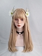 Evahair Blonde Long Straight Synthetic Wig with Bangs