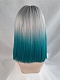 Evahair Silver to Bluish-Green Ombre Medium Straight Synthetic Wig