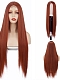 Wine red Long straight hair fiber headgear front lace wig