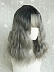 Evahair Grey Medium Wavy Synthetic Wig with Bangs