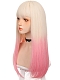 Fahion Long straight pale gold and pink gradient lolita wig