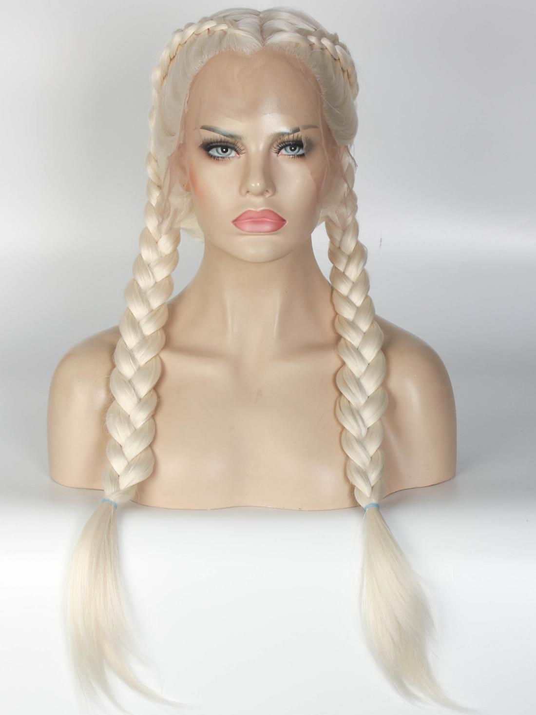 Long Straight Blonde Synthetic Lace Front Wig - All ...