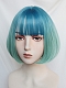 Evahair 2021 New Style Teal Green Bob Straight Synthetic Wig with Bangs