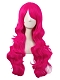 Cosplay long curly hair rose red diagonal bangs wig