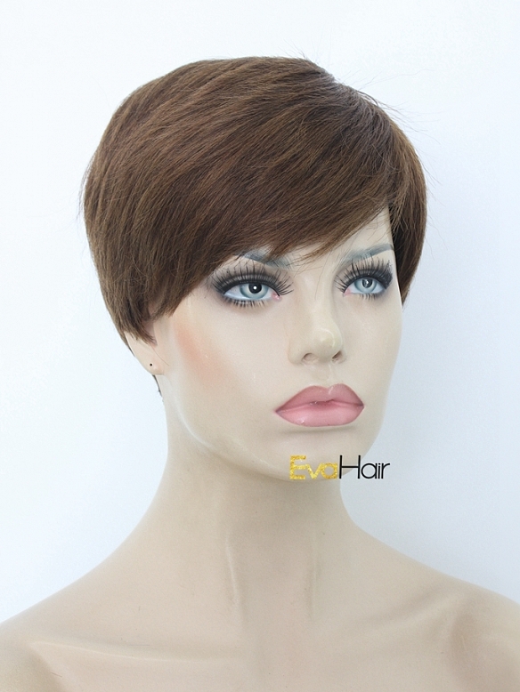 Brown Short Pixie Cut Synthetic Wig Capless Wig