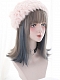 Evahair Grey and Blue Mixed Color Shoulder Length Straight Synthetic Wig with Bangs