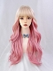 Evahair 2021 New Style Golden to Pink Ombre Long Wavy Synthetic Wig with Bangs