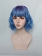 Evahair 2021 New Style Blue Bob Short Wavy Synthetic Wig with Bangs and Purple Roots