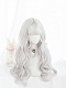 Evahair Silvery White Long Wavy Synthetic Wig with Bangs