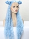 New Arrival-EvaHair New Long Slight Wavy Fading Blue Color Lolita Synthetic Lace Front Wig