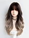 Evahair Daily Dark Brown to Flax Gold Color Long Wavy Synthetic Wig with Bangs