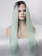 Preorder - Kylie Jenner Inspired Pastel Blue Ombre Long Straight Synthetic Lace Front Wig