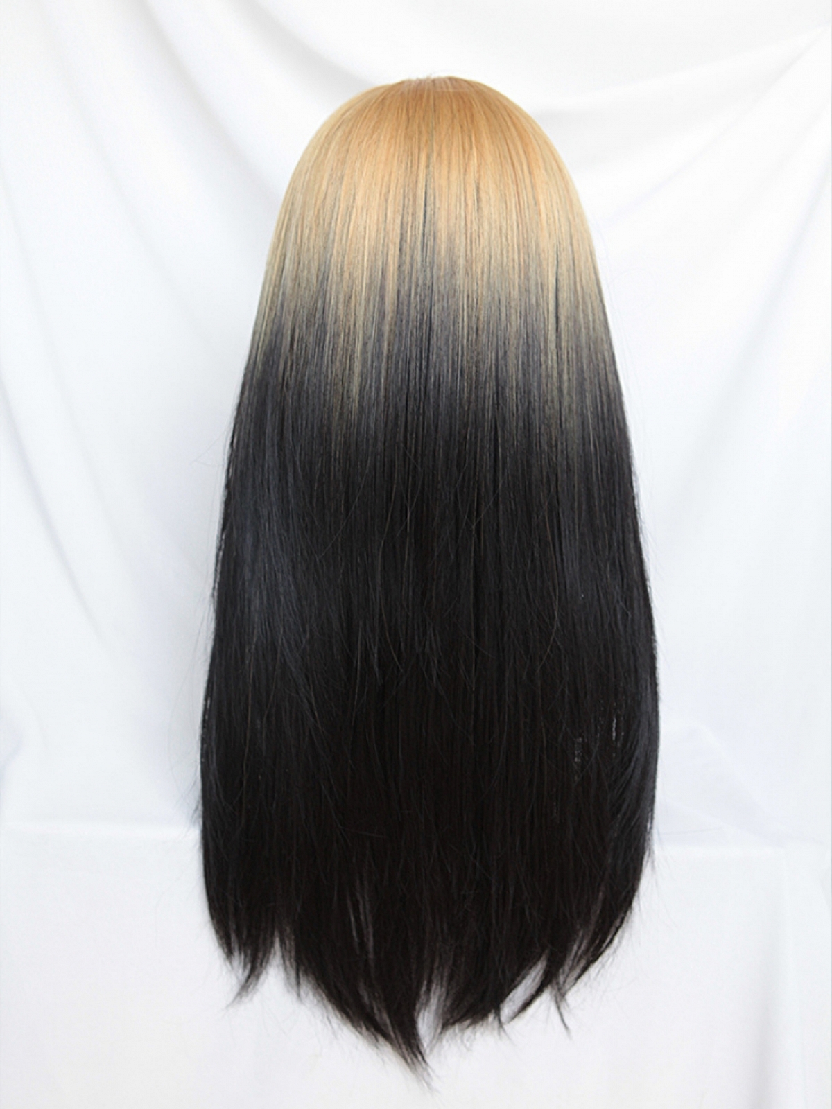 Evahair 2021 New Style Blonde to Black Ombre Long Straight Synthetic Wig with Hime Cut