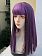 Evahair 2021 A Style Black and Purple Mixed Color Medium Straight Synthetic Wig with Bangs